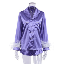 Load image into Gallery viewer, Feather Cuff Two Piece PJ Set