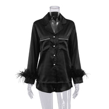 Load image into Gallery viewer, Feather Cuff Two Piece PJ Set
