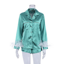 Load image into Gallery viewer, Feather Cuff Two Piece PJ Set