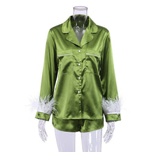 Load image into Gallery viewer, Feather Cuff Two Piece PJ Set