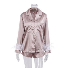 Load image into Gallery viewer, Feather Cuff Two Piece PJ Set