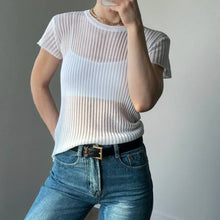 Load image into Gallery viewer, Short Sleeve Ribbed Mesh Top