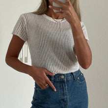 Load image into Gallery viewer, Short Sleeve Ribbed Mesh Top
