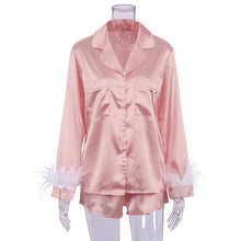 Load image into Gallery viewer, Feather Cuff Two Piece PJ Set