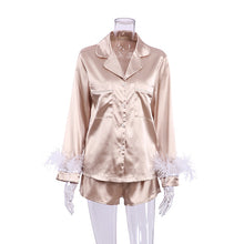 Load image into Gallery viewer, Feather Cuff Two Piece PJ Set