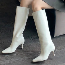 Load image into Gallery viewer, Leather Heeled Knee High Boots