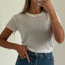 Load image into Gallery viewer, Short Sleeve Ribbed Mesh Top
