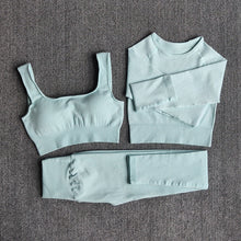 Load image into Gallery viewer, Ribbed Seamless 3 Piece Gym Set
