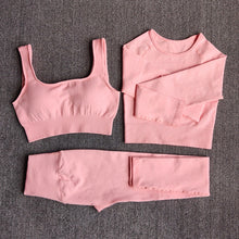Load image into Gallery viewer, Ribbed Seamless 3 Piece Gym Set