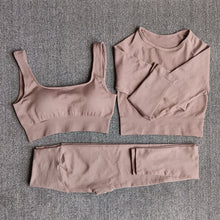 Load image into Gallery viewer, Ribbed Seamless 3 Piece Gym Set