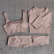 Load image into Gallery viewer, Ribbed Seamless 3 Piece Gym Set