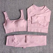 Load image into Gallery viewer, Ribbed Seamless 3 Piece Gym Set