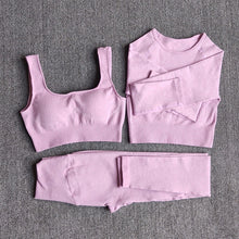 Load image into Gallery viewer, Ribbed Seamless 3 Piece Gym Set