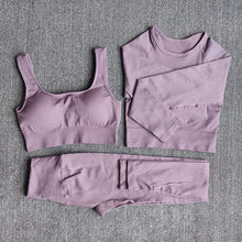 Load image into Gallery viewer, Ribbed Seamless 3 Piece Gym Set