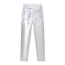 Load image into Gallery viewer, Metallic High Waisted Trousers
