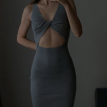 Load image into Gallery viewer, Knitted V Neck Cut Out Bodycon Dress
