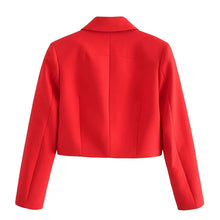 Load image into Gallery viewer, Single Breasted Turn Down Collar Red Jacket
