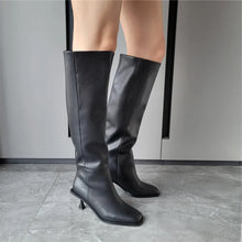 Load image into Gallery viewer, Genuine Leather Slip On Knee Boots
