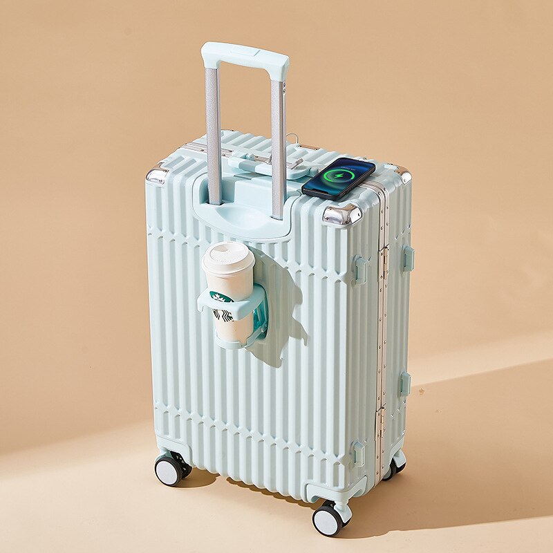 Aluminum Frame Large Capacity Built-in Usb Suitcase
