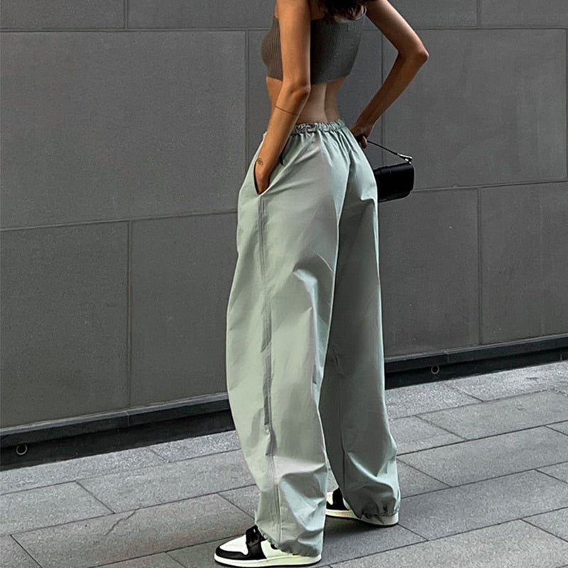 Loose Fit Drawstring Low Waist Cargo Pants