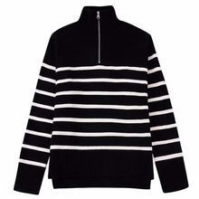 Load image into Gallery viewer, Striped Knit Sweater With Zip
