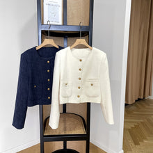 Load image into Gallery viewer, Cropped Tweed Jacket With Pocket
