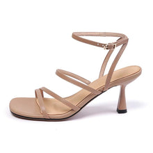 Load image into Gallery viewer, Ankle Strap Heeled Leather Sandals

