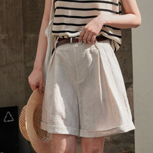 Load image into Gallery viewer, Casual High Waist Wide Leg Linen Shorts
