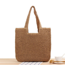 Load image into Gallery viewer, Straw Minimalistic Beach Bag
