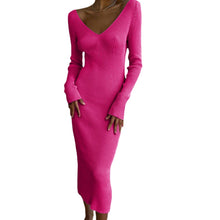 Load image into Gallery viewer, Knit Rib V-Neck Bodycon Dress
