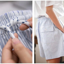 Load image into Gallery viewer, Blue White Striped Shirt and Shorts Set
