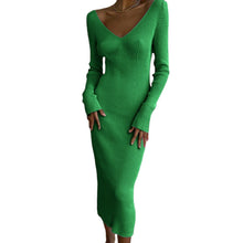 Load image into Gallery viewer, Knit Rib V-Neck Bodycon Dress
