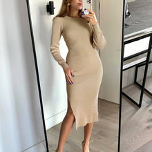 Load image into Gallery viewer, Knitted Bodycon Dress with Side Slits
