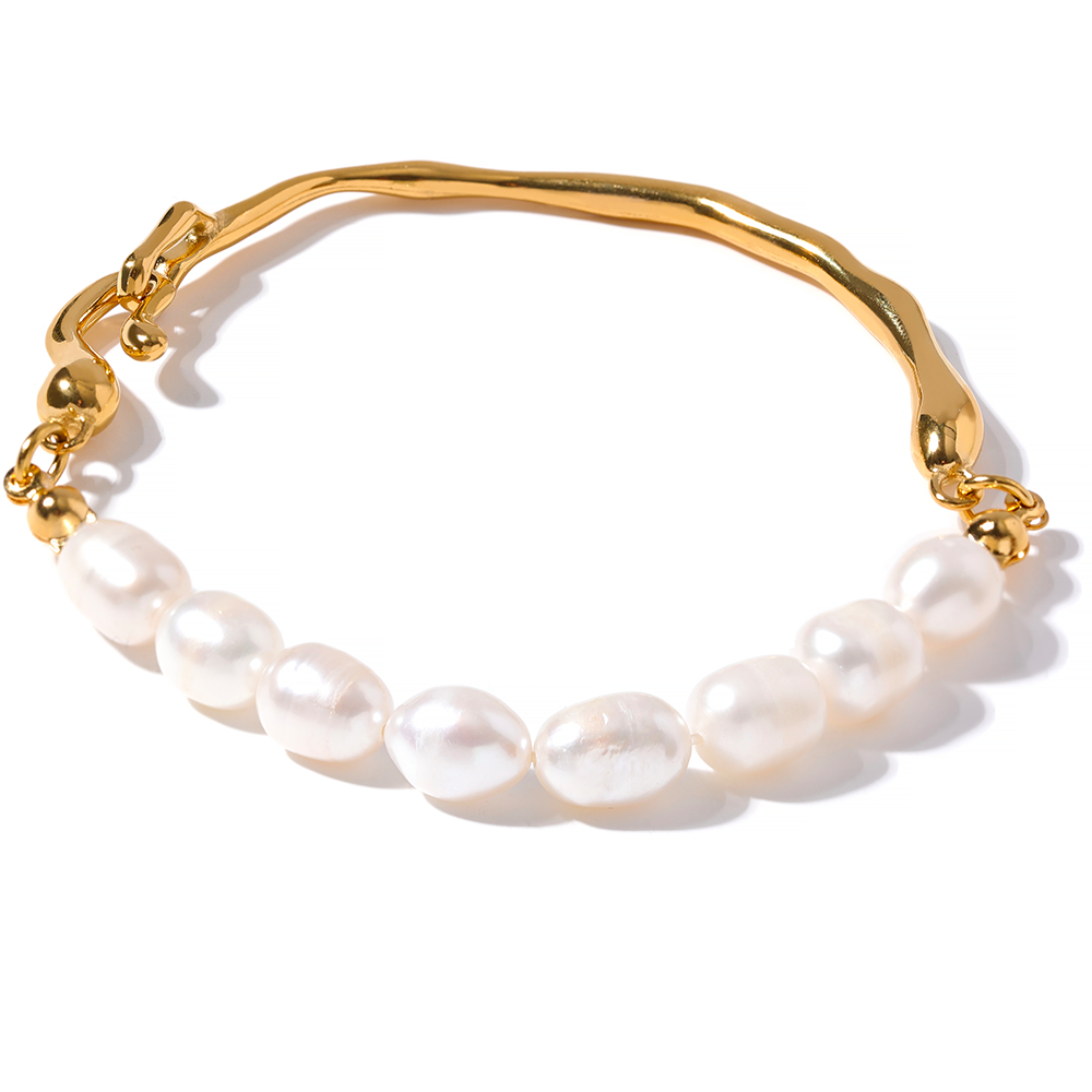 Freshwater Pearls Stainless Steel Bangle