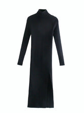 Load image into Gallery viewer, Long Sleeves High-Neck Knit Midi Dress
