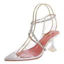 Load image into Gallery viewer, Rhinestone Decor Clear Point Toe Heels
