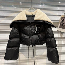 Load image into Gallery viewer, Long Sleeve Lambswool Cropped Bomber Jacket
