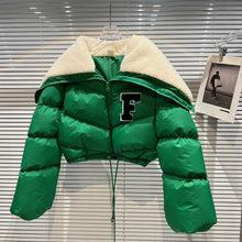 Load image into Gallery viewer, Long Sleeve Lambswool Cropped Bomber Jacket
