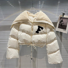Load image into Gallery viewer, Long Sleeve Lambswool Cropped Bomber Jacket
