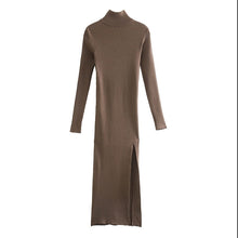 Load image into Gallery viewer, Long Sleeves High-Neck Knit Midi Dress
