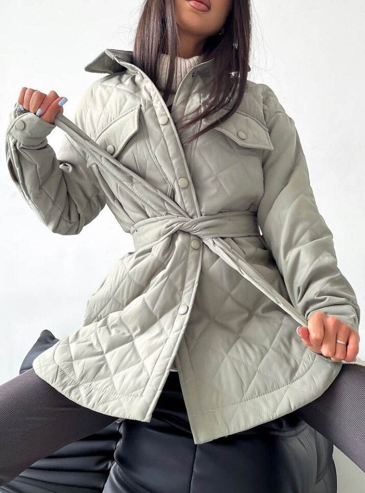 Quilted Belted Parka Jacket