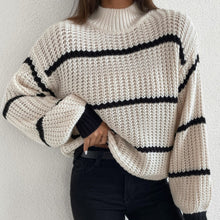Load image into Gallery viewer, Striped Basic Long Sleeve Sweater
