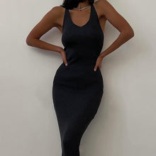 Load image into Gallery viewer, Chain Detail Ribbed Backless Dress
