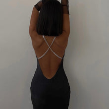 Load image into Gallery viewer, Chain Detail Ribbed Backless Dress
