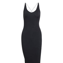 Load image into Gallery viewer, Chain Detail Ribbed Backless Dress
