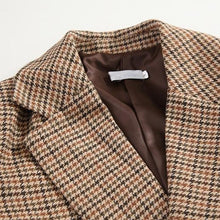 Load image into Gallery viewer, Checked Belted Button Woven Blazer
