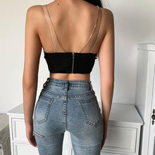 Load image into Gallery viewer, Black Diamante Strap Crop Top
