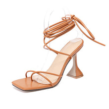 Load image into Gallery viewer, Square Toe Lace Up High Heels Sandals
