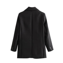 Load image into Gallery viewer, Black Button Detail Longline Fitted Blazer
