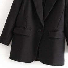 Load image into Gallery viewer, Black Button Detail Longline Fitted Blazer
